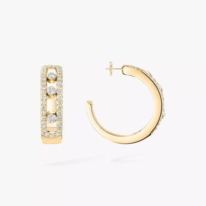 [Leaves]MOVE PAVÉ DIAMOND HOOP EARRINGS