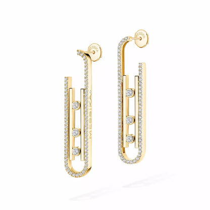 [Leaves]MOVE KINETIC DIAMOND PENDANT EARRINGS