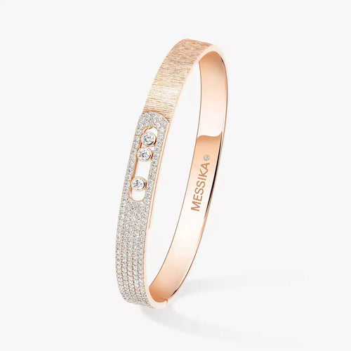 [Leaves]MOVE NOA CISELÉ HALF-PAVÉ DIAMOND BANGLE BRACELET