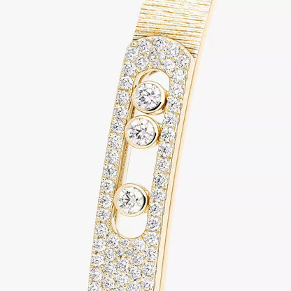 [Leaves]MOVE NOA CISELÉ HALF-PAVÉ DIAMOND BANGLE BRACELET