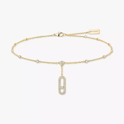 [Leaves]MOVE UNO PAVÉ DIAMOND ANKLE BRACELET
