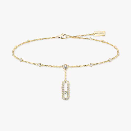 [Leaves]MOVE UNO PAVÉ DIAMOND ANKLE BRACELET