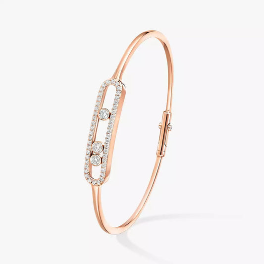 [Leaves]MOVE PAVÉ DIAMOND BANGLE BRACELET M