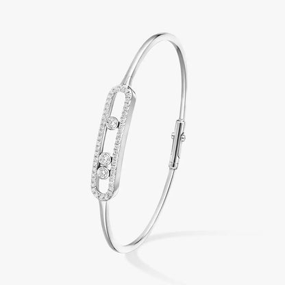 [Leaves]MOVE PAVÉ DIAMOND BANGLE BRACELET M