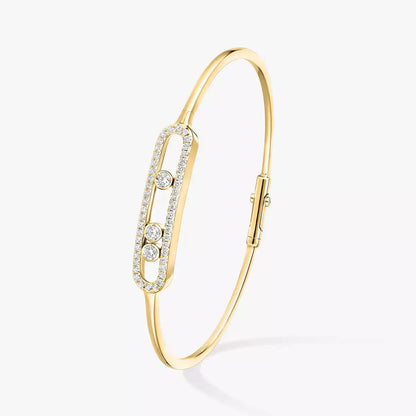 [Leaves]MOVE PAVÉ DIAMOND BANGLE BRACELET M