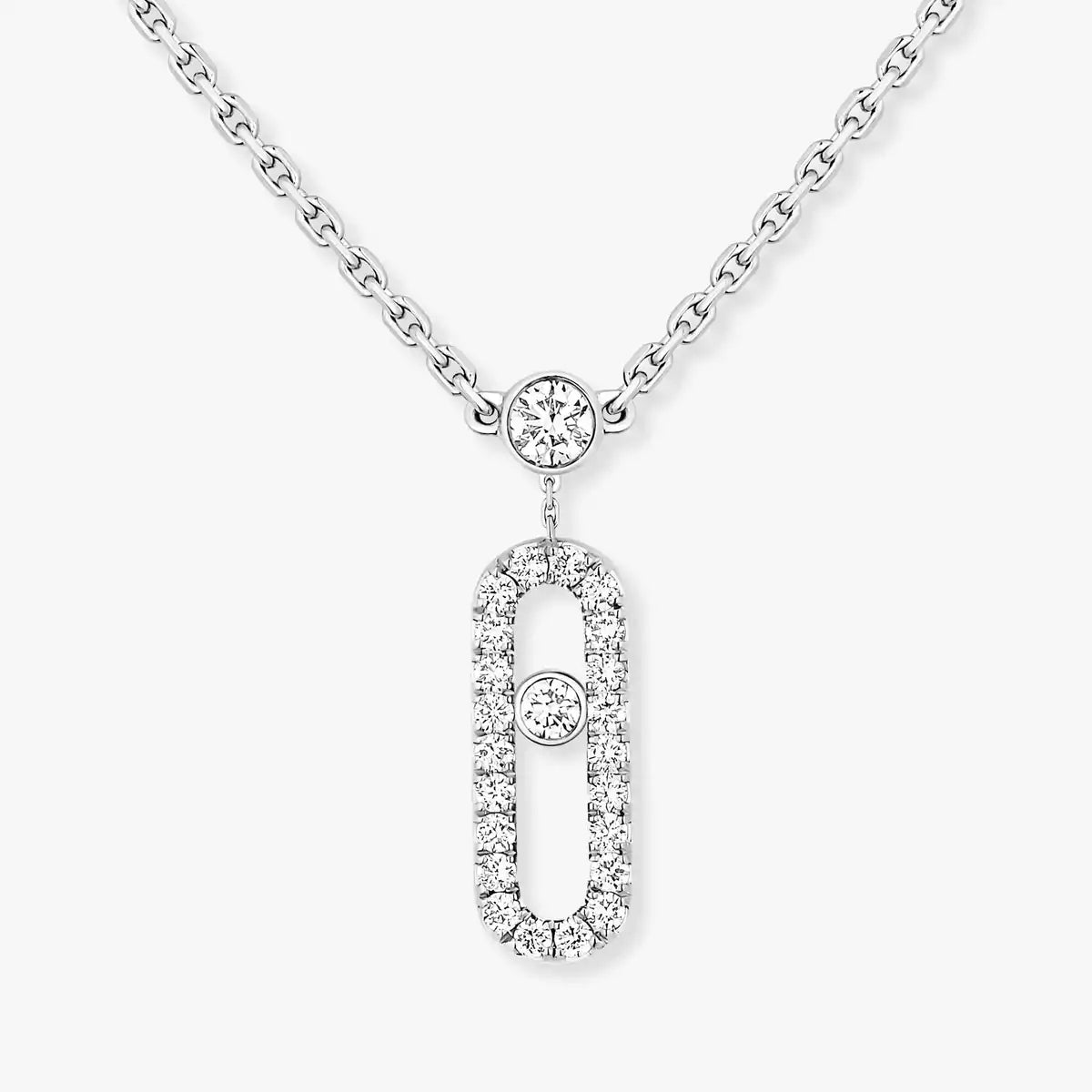 [Leaves]MOVE UNO 2-ROW PAVÉ NECKLACE