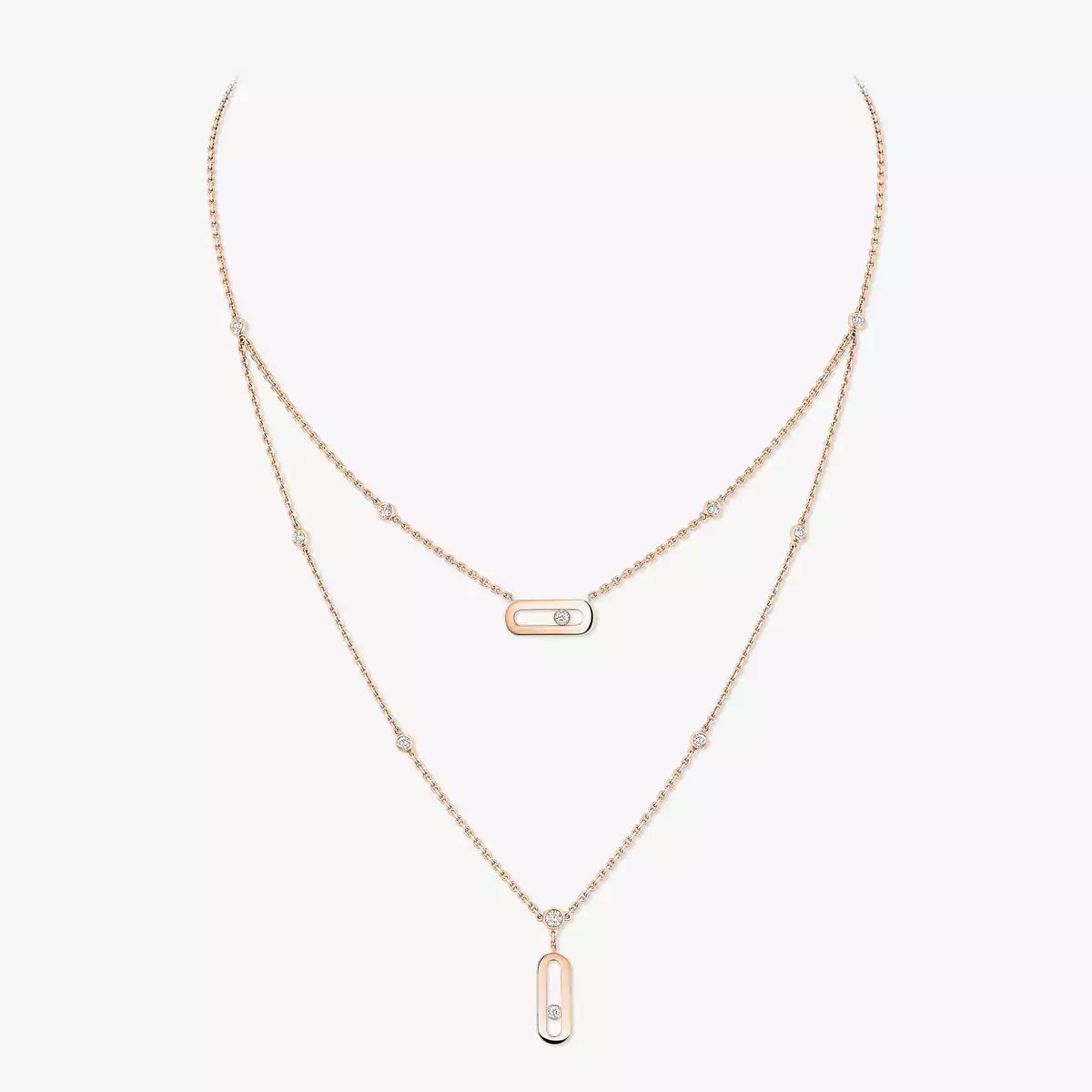 [Leaves]MOVE UNO DOUBLE-PENDANT NECKLACE