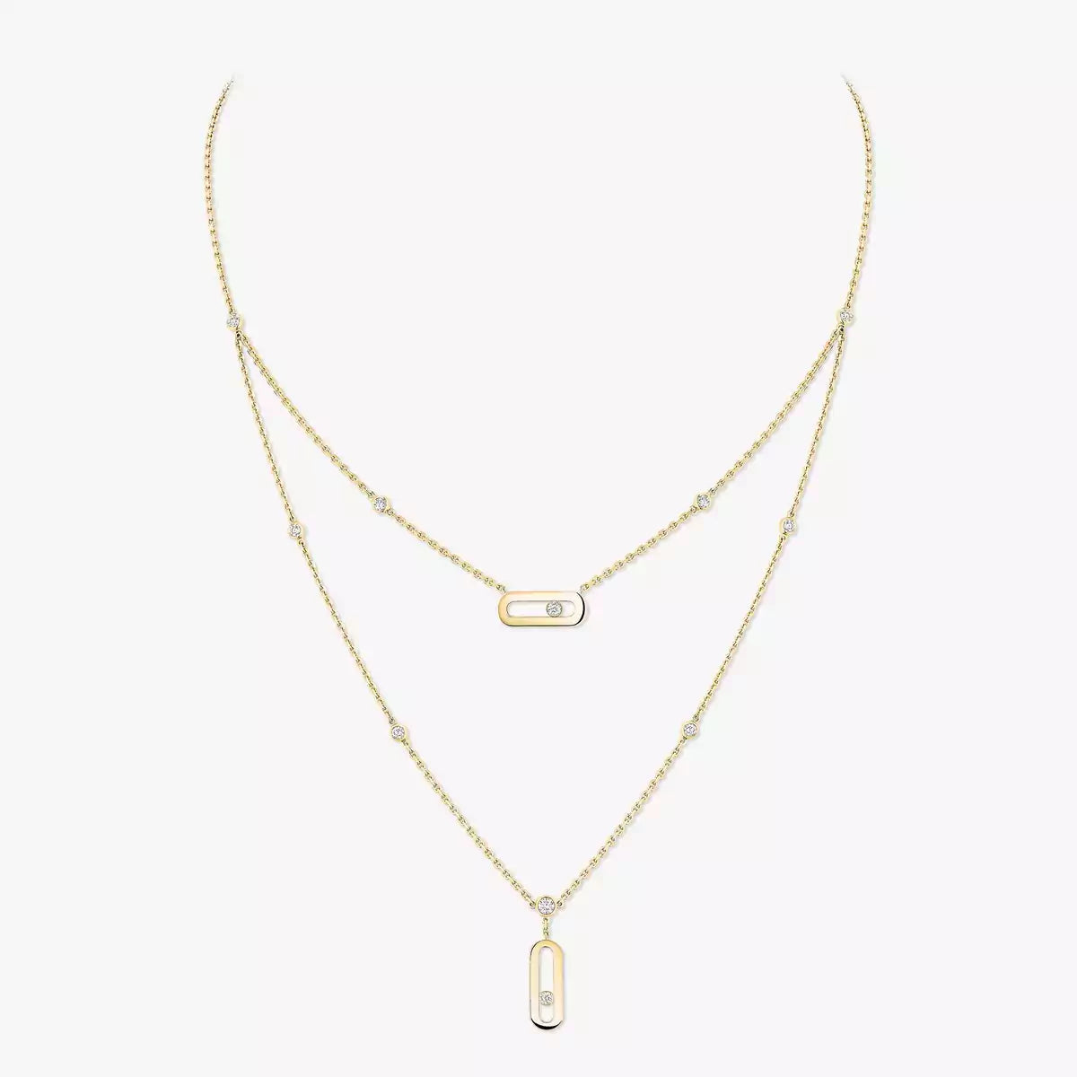 [Leaves]MOVE UNO DOUBLE-PENDANT NECKLACE