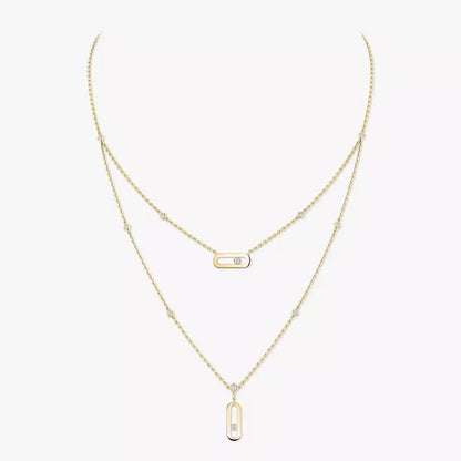 [Leaves]MOVE UNO DOUBLE-PENDANT NECKLACE