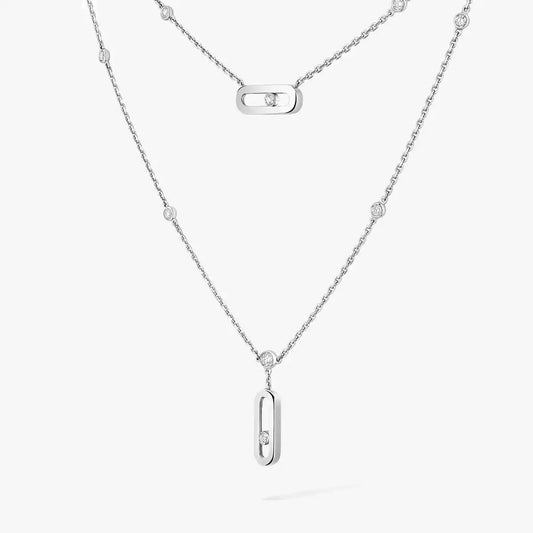 [Leaves]MOVE UNO DOUBLE-PENDANT NECKLACE