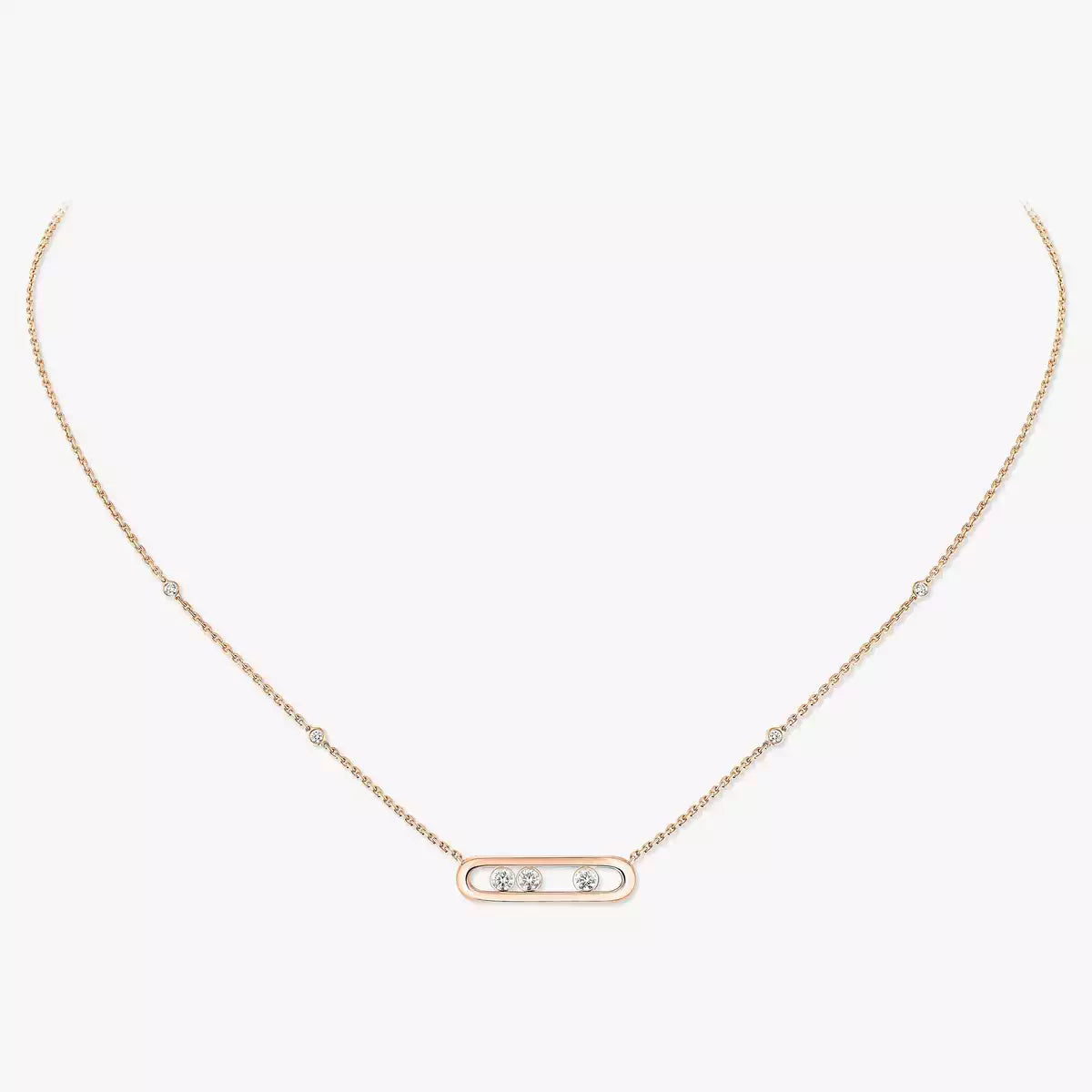 [Leaves]MOVE PAVÉ PENDANT 4 MOVING DIAMONDS NECKLACE