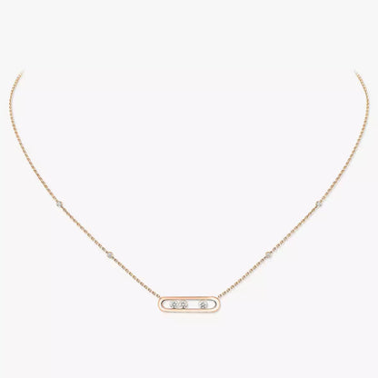 [Leaves]MOVE PAVÉ PENDANT 4 MOVING DIAMONDS NECKLACE