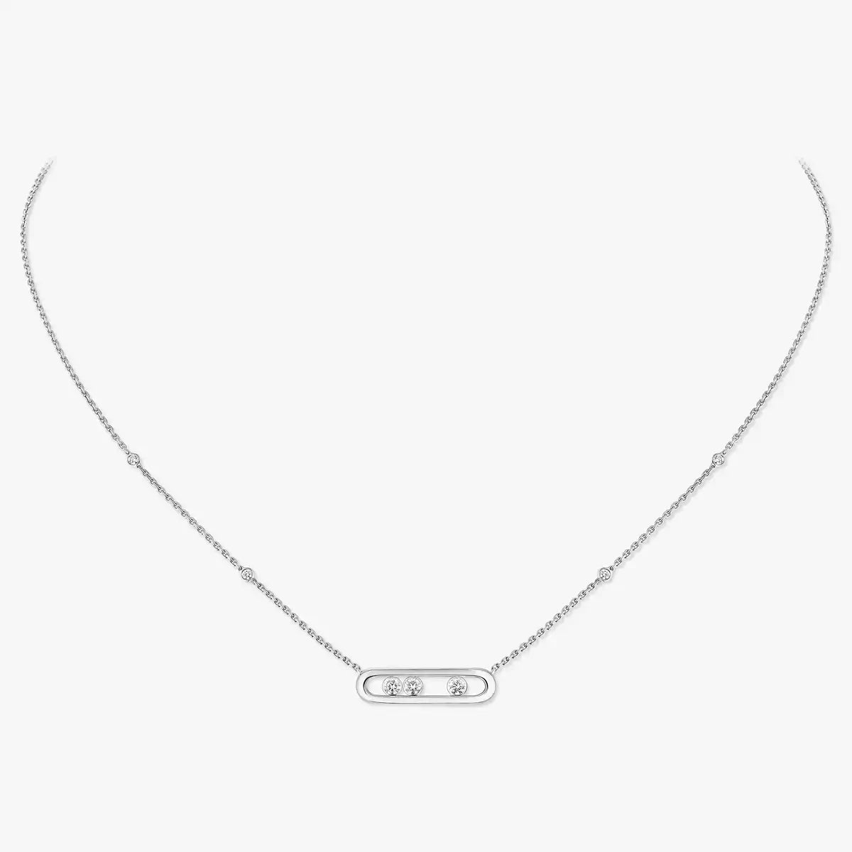 [Leaves]MOVE PAVÉ PENDANT 4 MOVING DIAMONDS NECKLACE