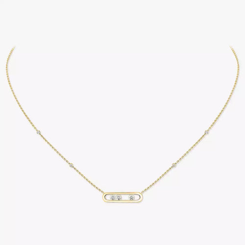 [Leaves]MOVE PAVÉ PENDANT 4 MOVING DIAMONDS NECKLACE