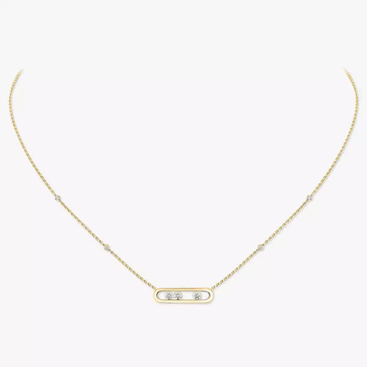 [Leaves]MOVE PAVÉ PENDANT 4 MOVING DIAMONDS NECKLACE