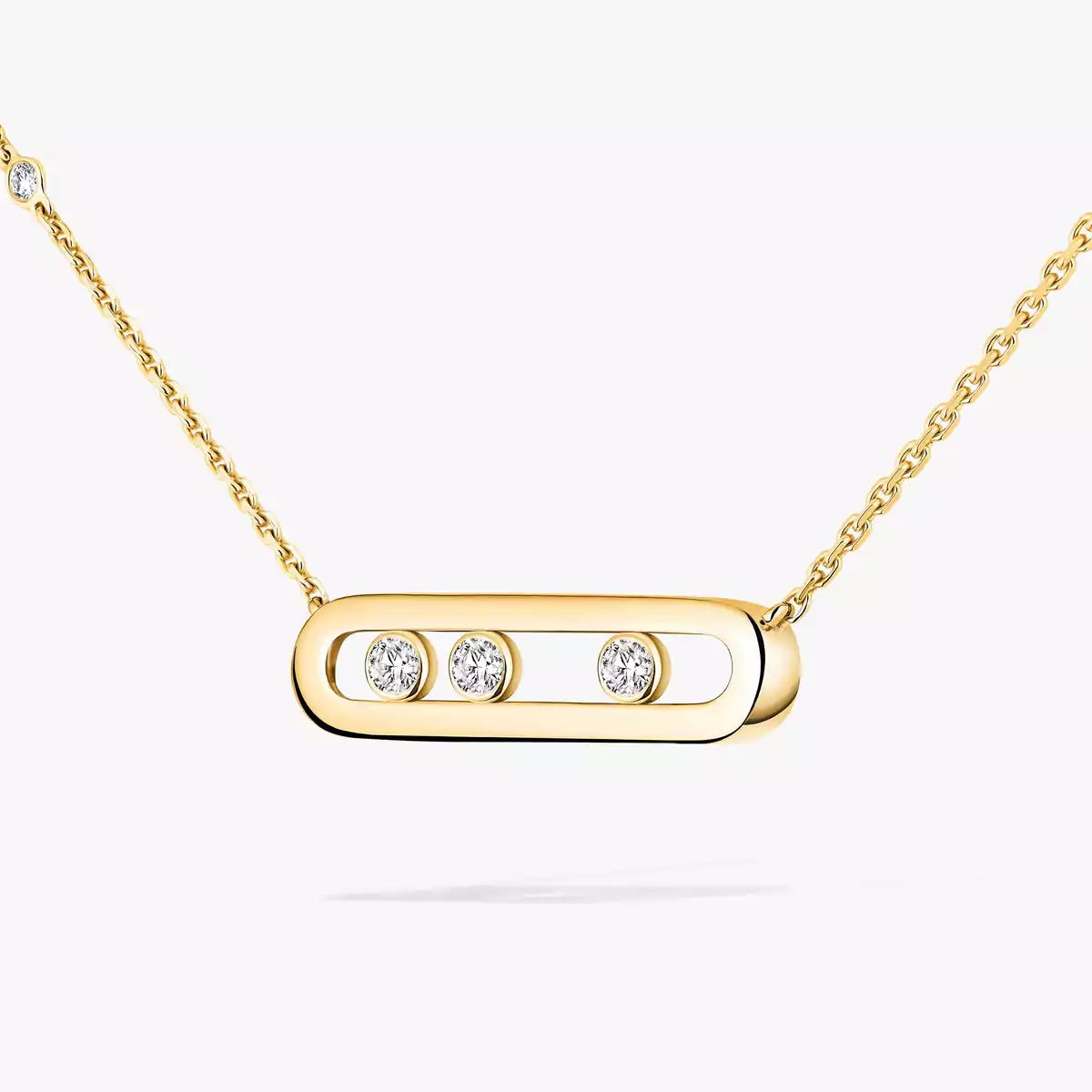 [Leaves]MOVE PAVÉ PENDANT 4 MOVING DIAMONDS NECKLACE