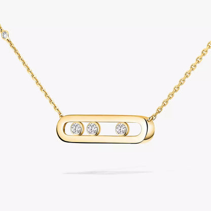 [Leaves]MOVE PAVÉ PENDANT 4 MOVING DIAMONDS NECKLACE