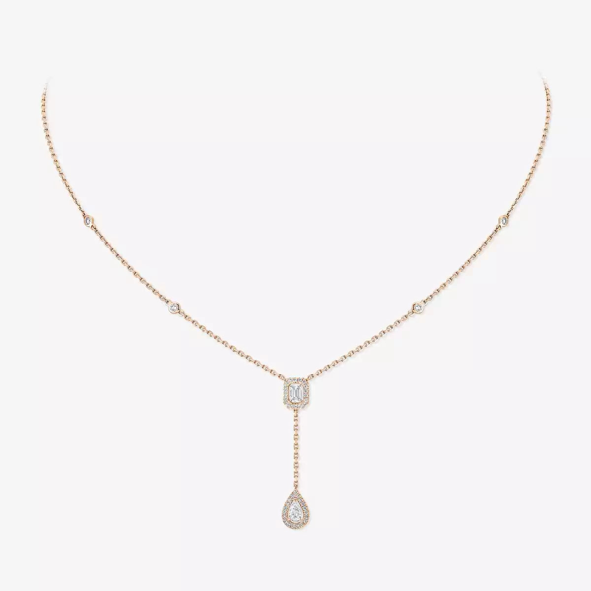 [Leaves]SUGAR CUBE & TEARDROP FULL PAVÉ NECKLACE