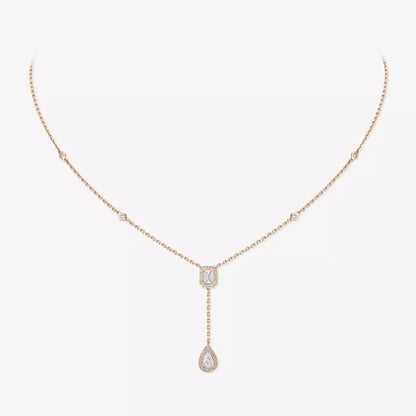 [Leaves]SUGAR CUBE & TEARDROP FULL PAVÉ NECKLACE