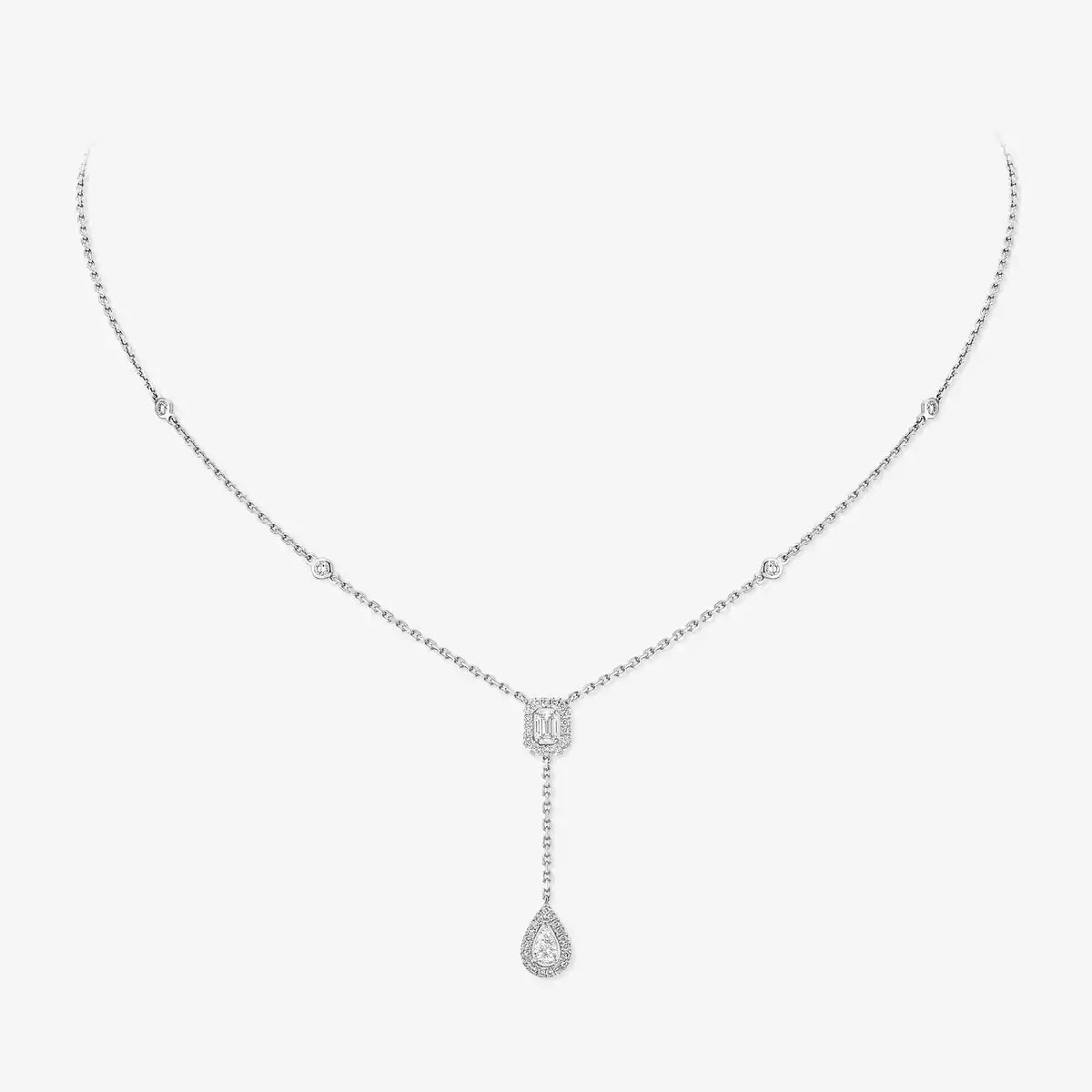 [Leaves]SUGAR CUBE & TEARDROP FULL PAVÉ NECKLACE