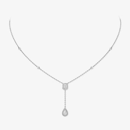 [Leaves]SUGAR CUBE & TEARDROP FULL PAVÉ NECKLACE
