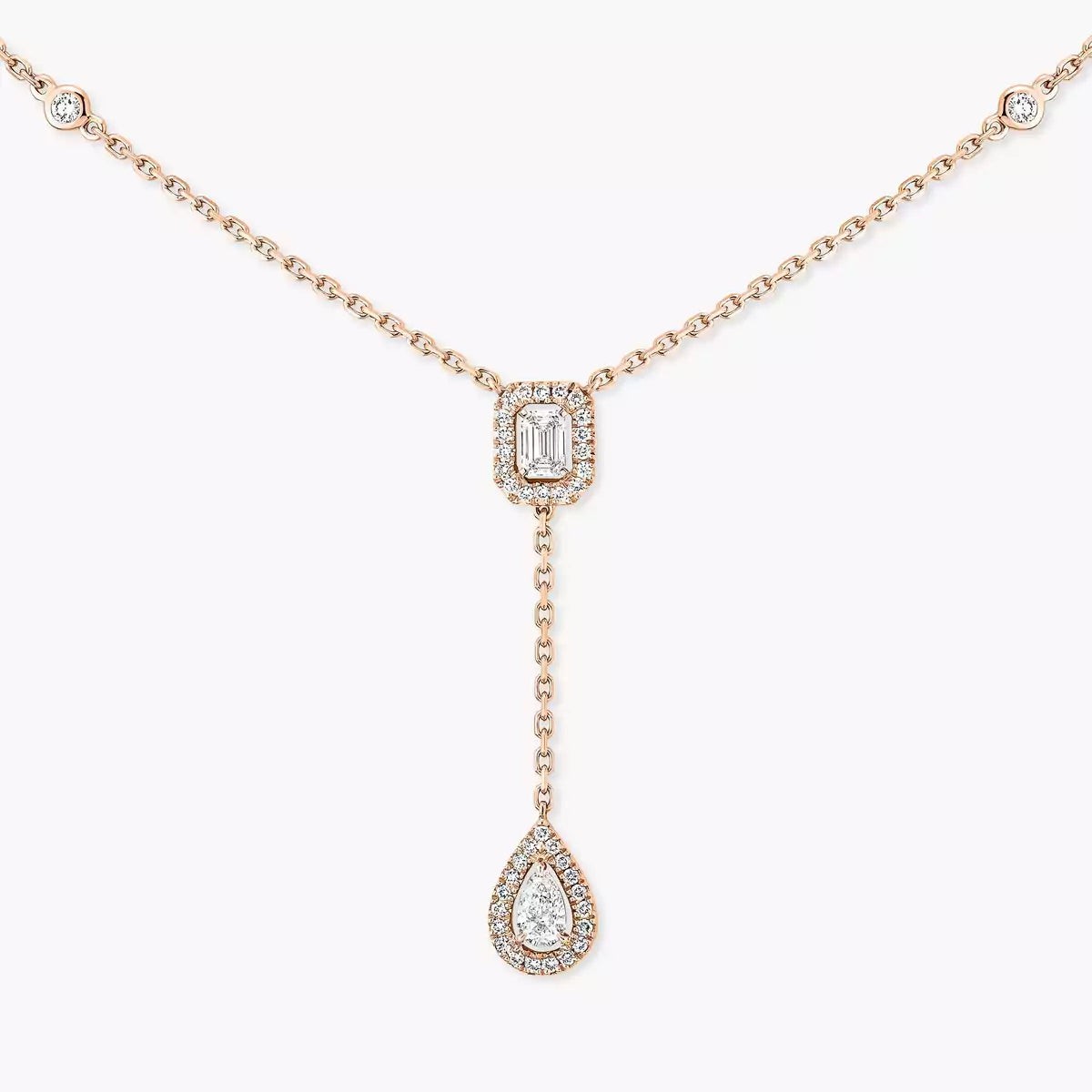 [Leaves]SUGAR CUBE & TEARDROP FULL PAVÉ NECKLACE