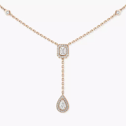 [Leaves]SUGAR CUBE & TEARDROP FULL PAVÉ NECKLACE