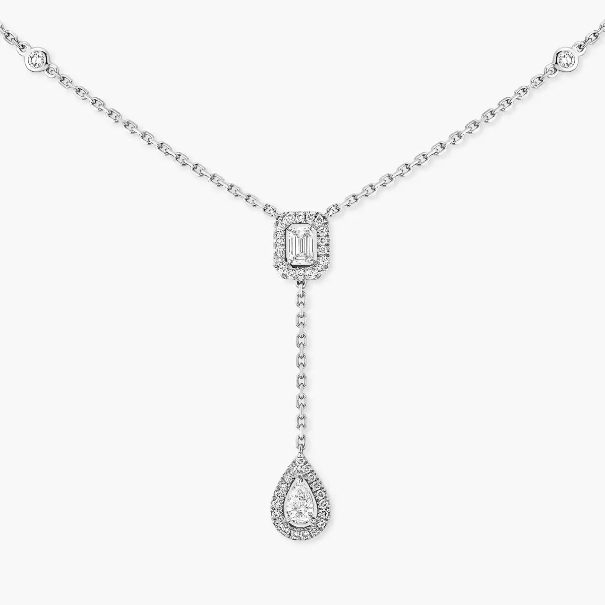 [Leaves]SUGAR CUBE & TEARDROP FULL PAVÉ NECKLACE