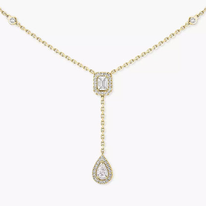 [Leaves]SUGAR CUBE & TEARDROP FULL PAVÉ NECKLACE