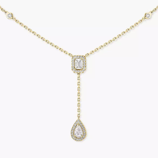 [Leaves]SUGAR CUBE & TEARDROP FULL PAVÉ NECKLACE