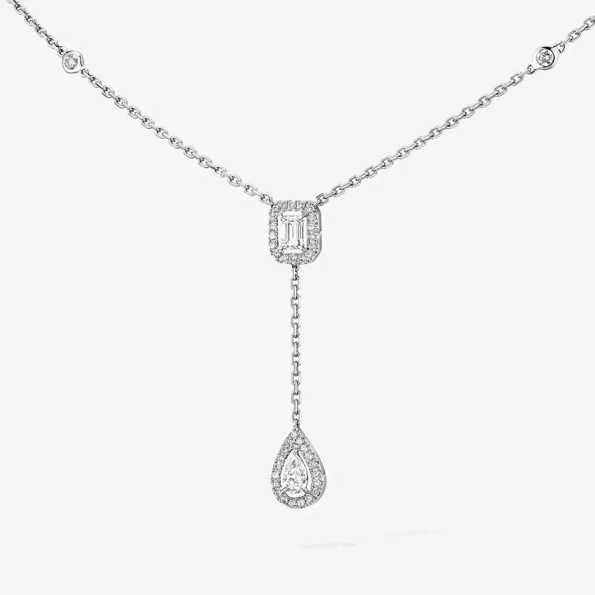 [Leaves]SUGAR CUBE & TEARDROP FULL PAVÉ NECKLACE