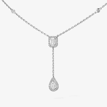 [Leaves]SUGAR CUBE & TEARDROP FULL PAVÉ NECKLACE