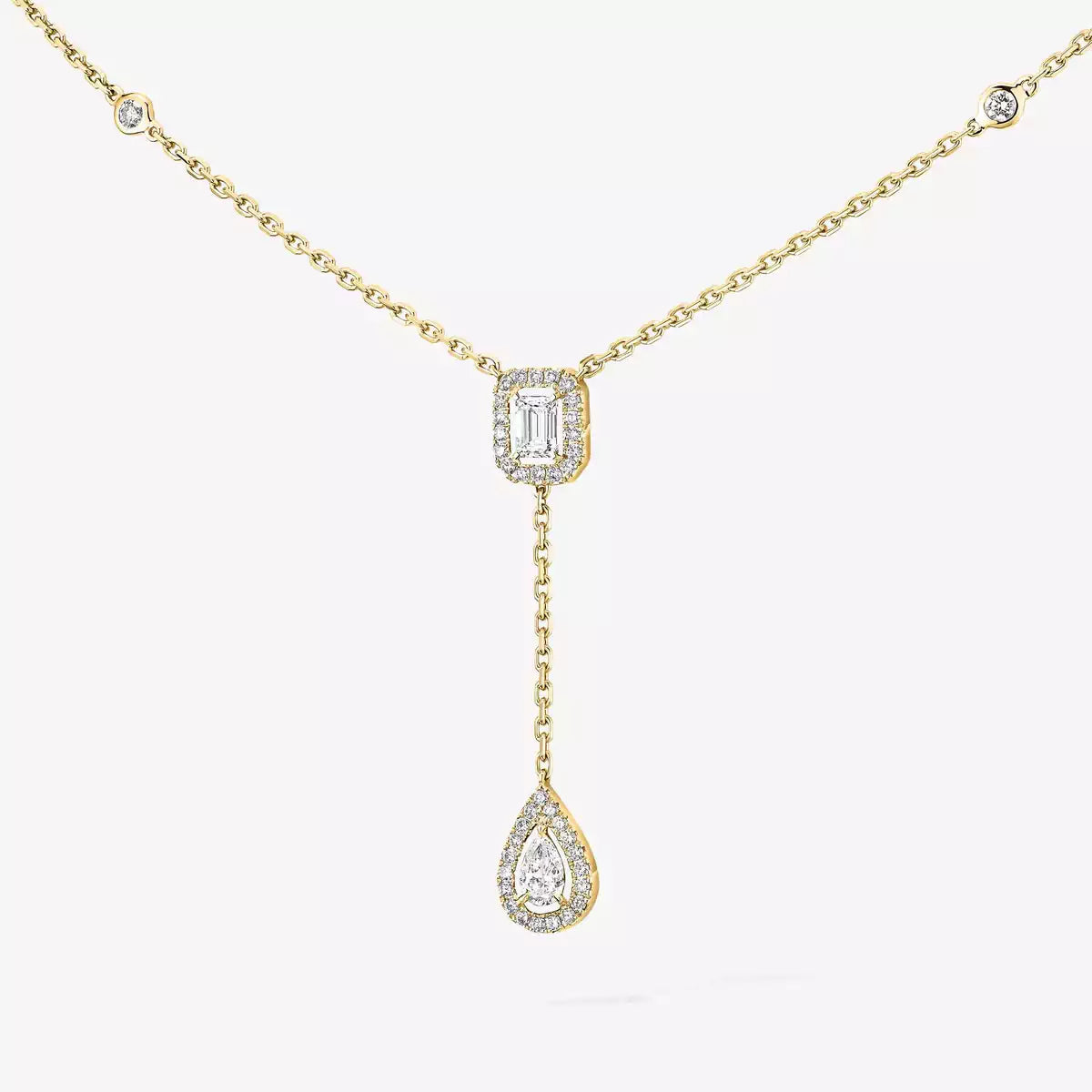 [Leaves]SUGAR CUBE & TEARDROP FULL PAVÉ NECKLACE