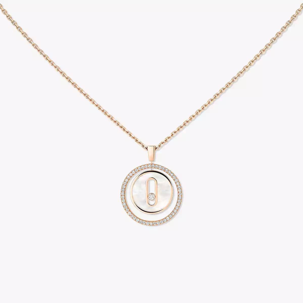 [Leaves]Lucky Move Diamond Necklace in Rose Gold and White Mother-of-Pearl
