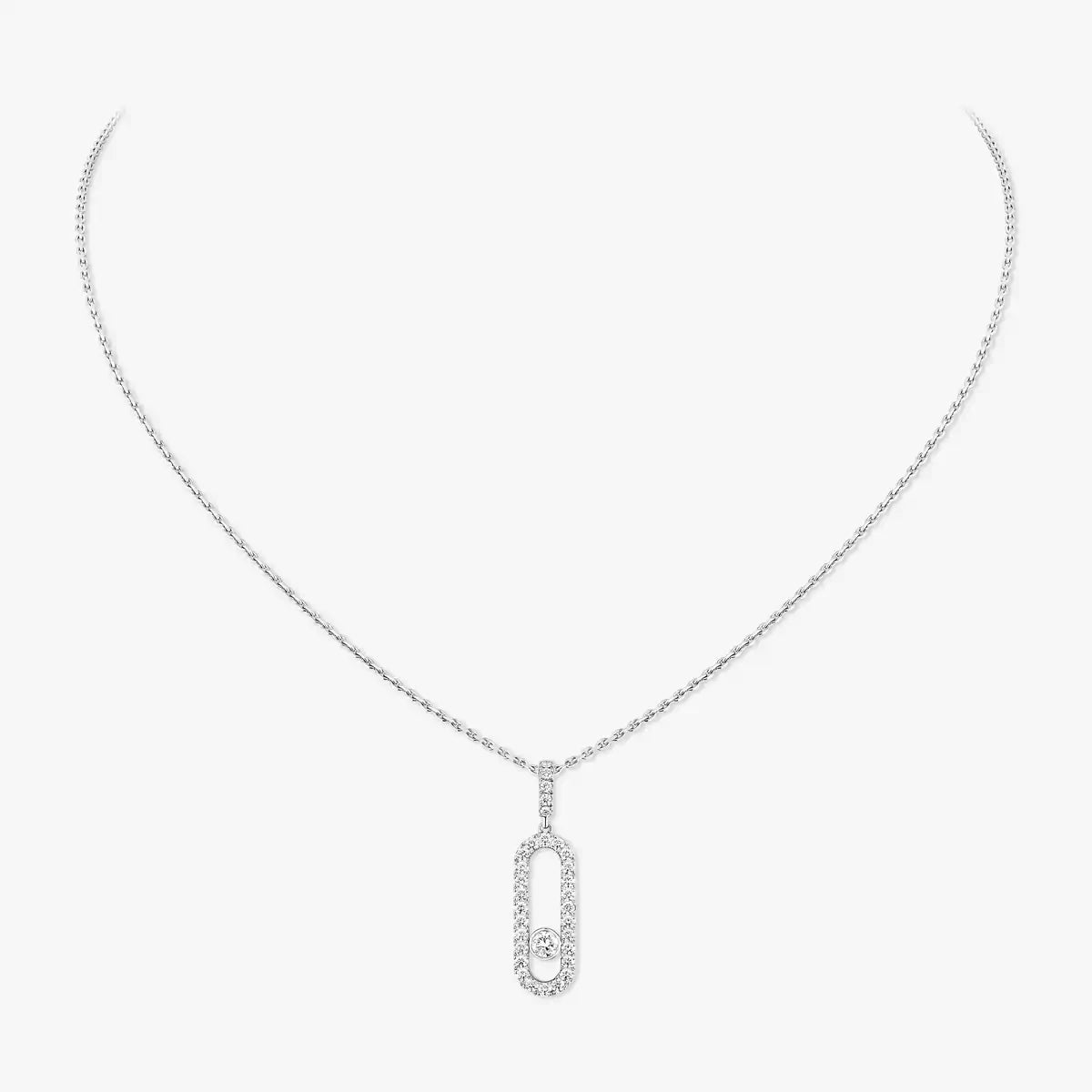 [Leaves]MOVE UNO FULL PAVÉ DIAMOND NECKLACE