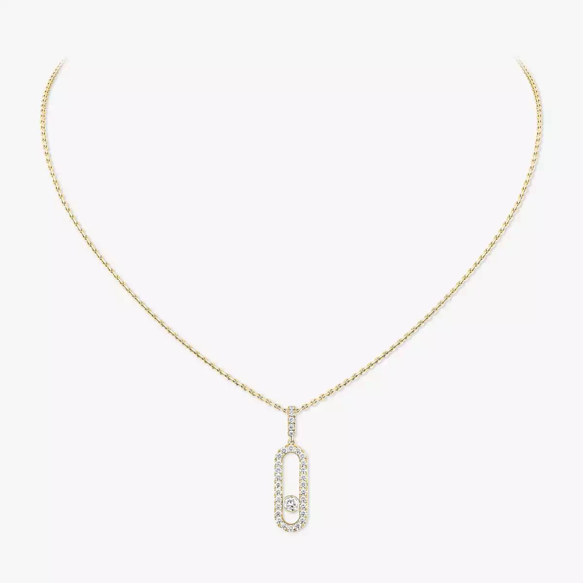 [Leaves]MOVE UNO FULL PAVÉ DIAMOND NECKLACE