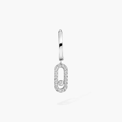 [Leaves]MOVE UNO SINGLE DIAMOND HOOP EARRINGS