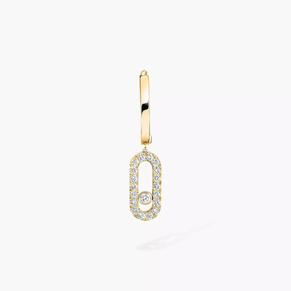[Leaves]MOVE UNO SINGLE DIAMOND HOOP EARRINGS