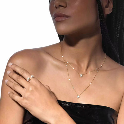 [Leaves]MY TWIN 2-ROW DIAMOND NECKLACE