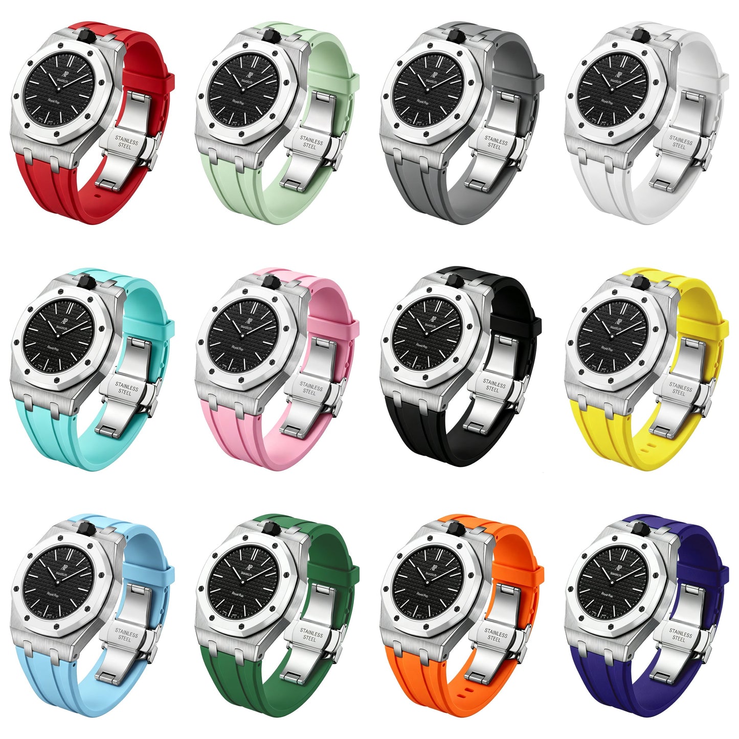 [Leaves]Royal Oak Pop Exclusive Steel Case & Silicone Strap With Cradle
