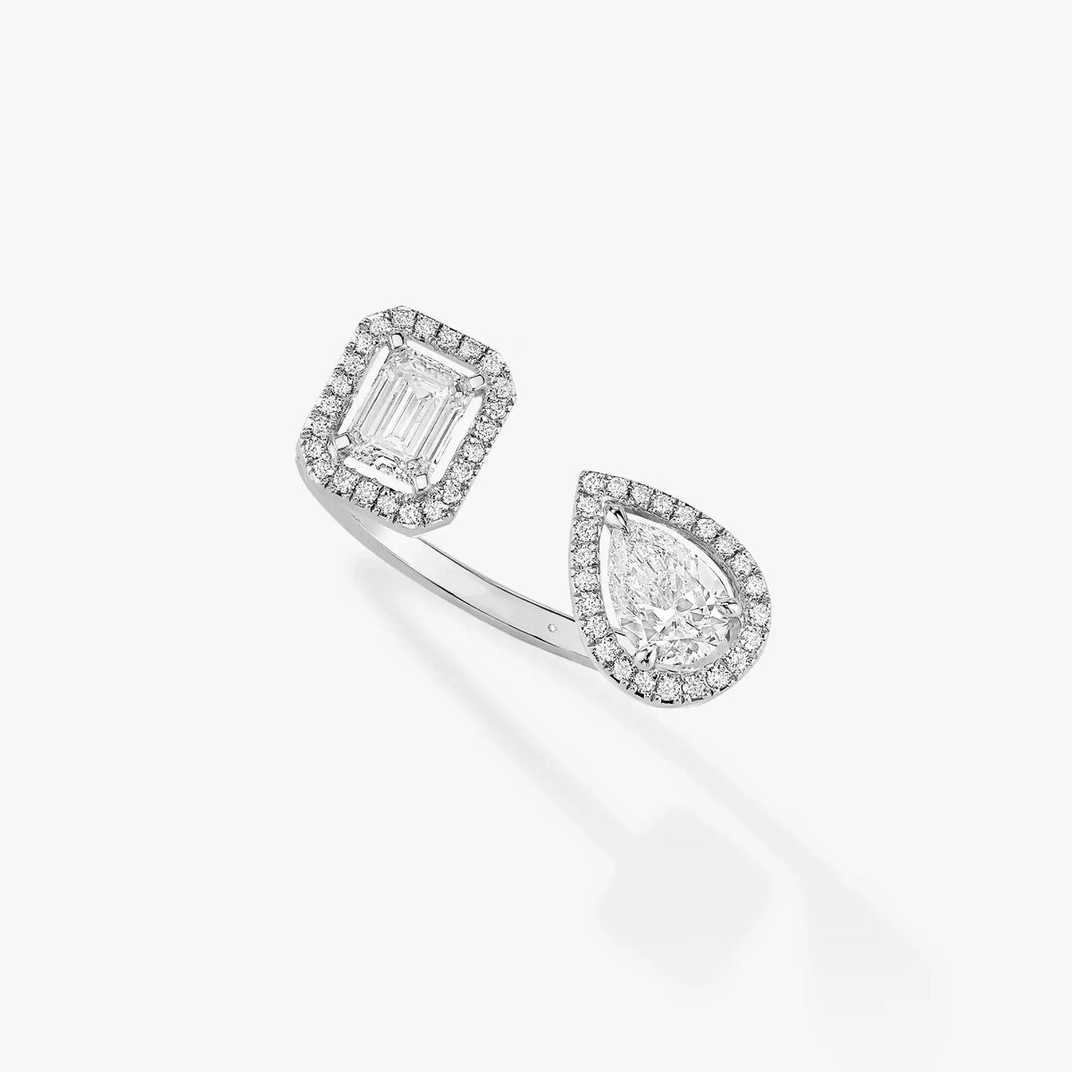 [Leaves]My Twin Toi & Moi Silver Diamond Ring