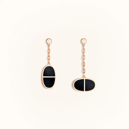 [Leaves]CHAINE VERSO BLACK CERAMIC EARRINGS