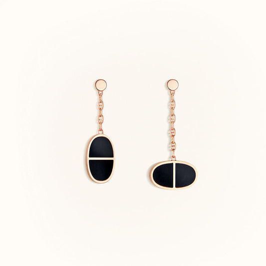 [Leaves]CHAINE VERSO BLACK CERAMIC EARRINGS