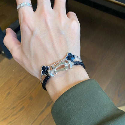 [Leaves]LUCKY CLOVER 5-MOTIF BRACELET - PIETERSITE COLLECTION