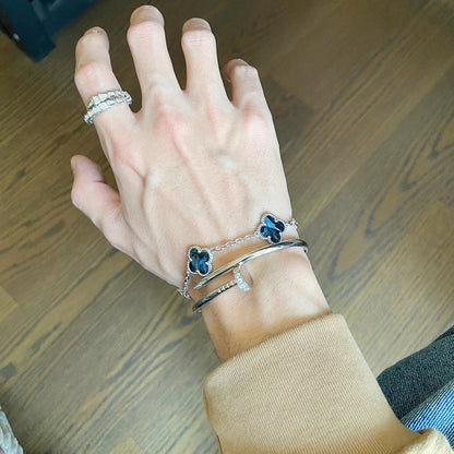 [Leaves]LUCKY CLOVER 5-MOTIF BRACELET - PIETERSITE COLLECTION