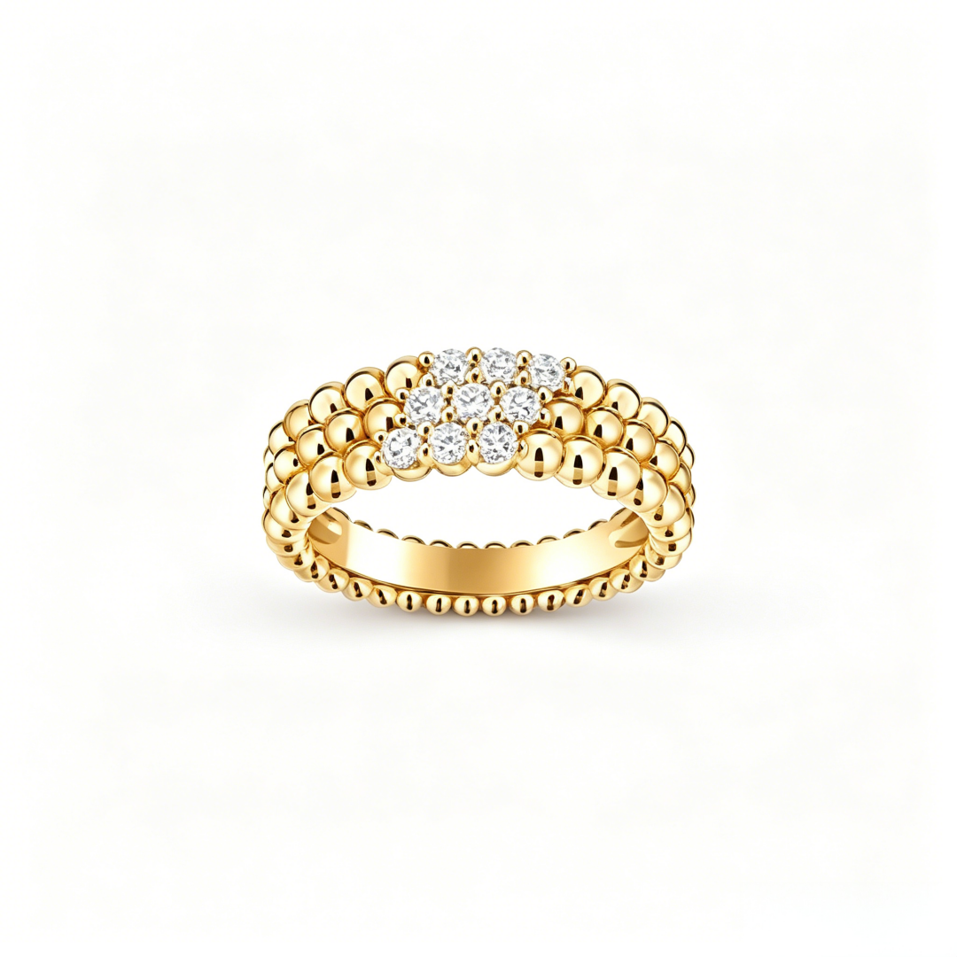 [Leaves] THREE-ROW DIAMOND RING