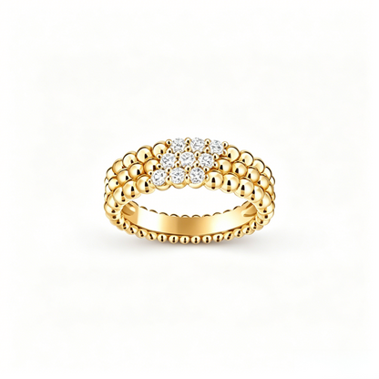 [Leaves] THREE-ROW DIAMOND RING