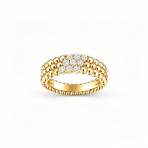 [Leaves] THREE-ROW DIAMOND RING