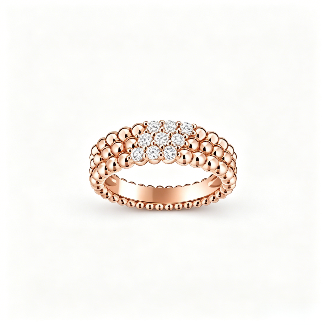 [Leaves] THREE-ROW DIAMOND RING