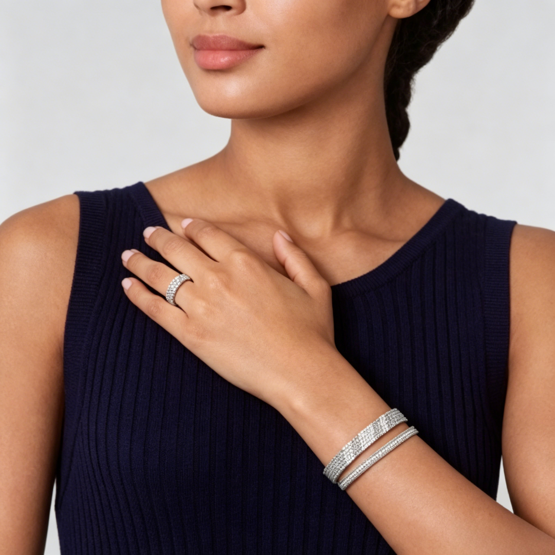 [Leaves] THREE-ROW DIAMOND RING
